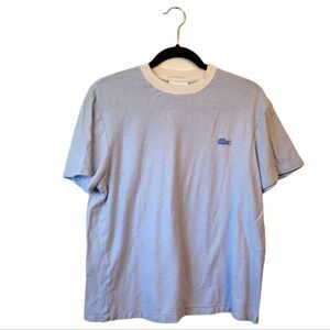 Lacoste Blue and White Striped Short Sleeve Tee
